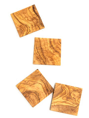 Olive Wood Square Coasters - Set of 4 - Laser Art MTL